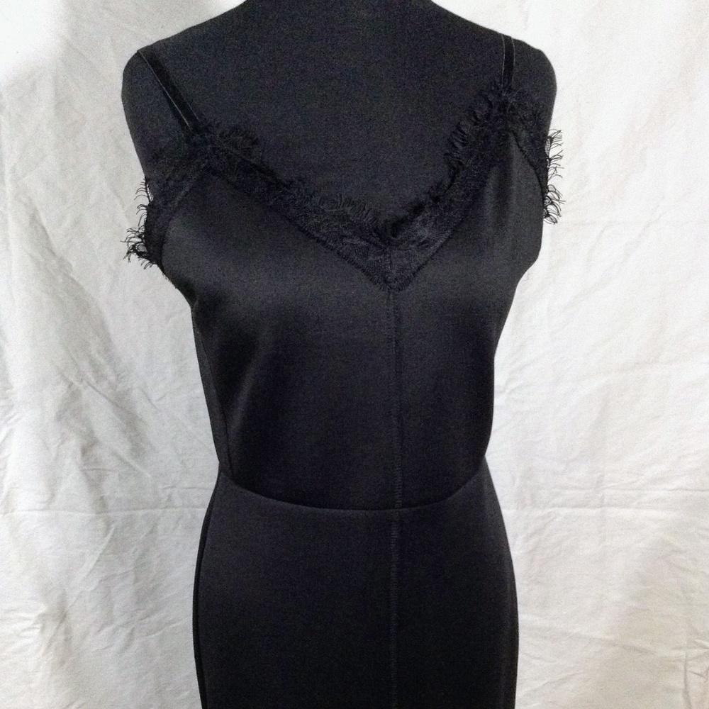 Love...Ady Black Slip Dress with Lace Trim, SzXL